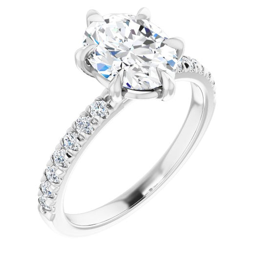 18K White Engagement Ring Mounting