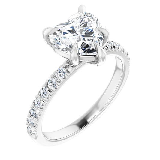 18K White Engagement Ring Mounting