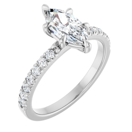 18K White Engagement Ring Mounting