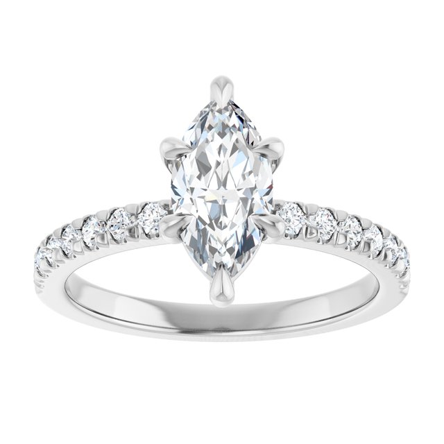 18K White Engagement Ring Mounting