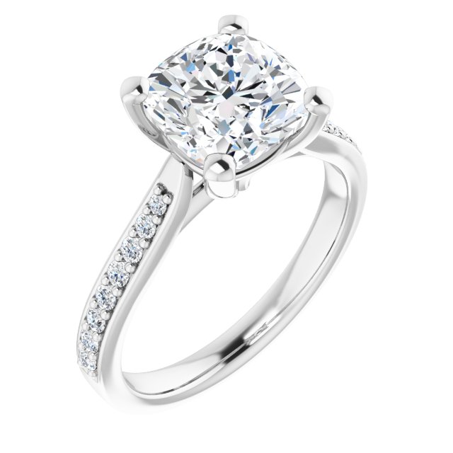 18K White Engagement Ring Mounting