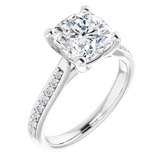 18K White Engagement Ring Mounting