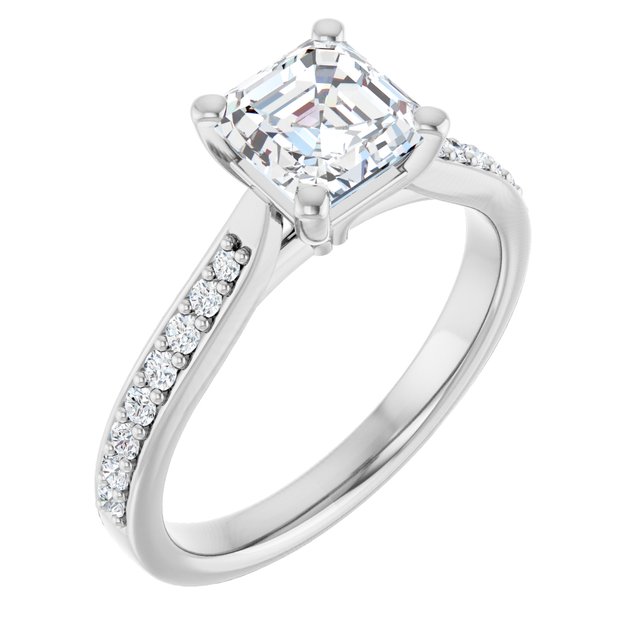 18K White Engagement Ring Mounting