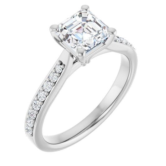 18K White Engagement Ring Mounting