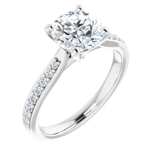 18K White Engagement Ring Mounting
