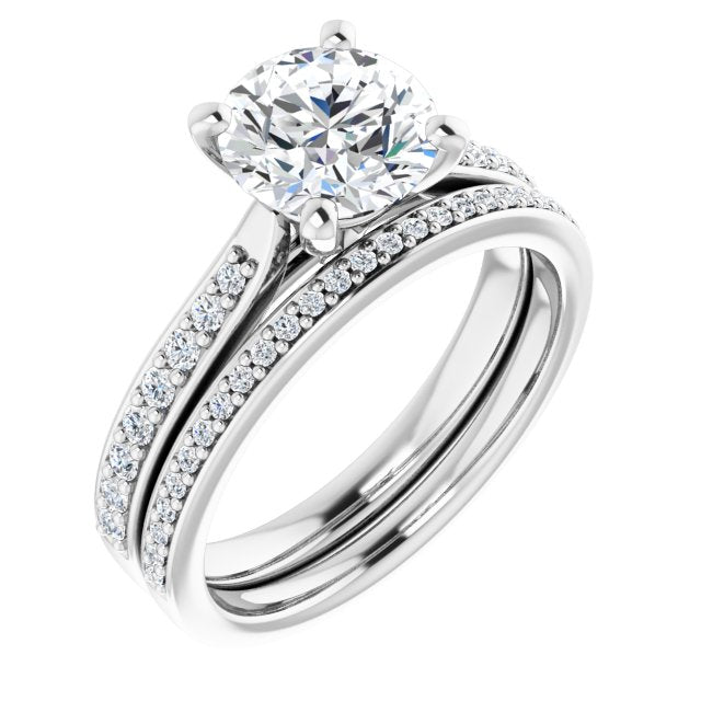 18K White Engagement Ring Mounting