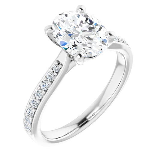18K White Engagement Ring Mounting