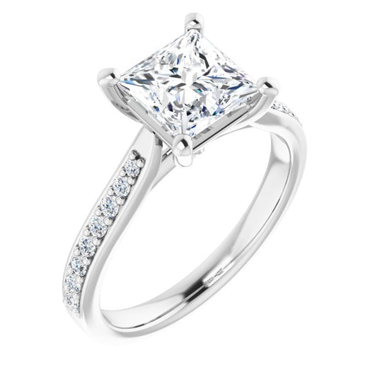 18K White Engagement Ring Mounting
