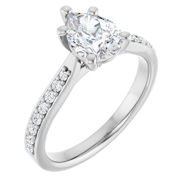 18K White Engagement Ring Mounting
