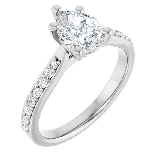 18K White Engagement Ring Mounting