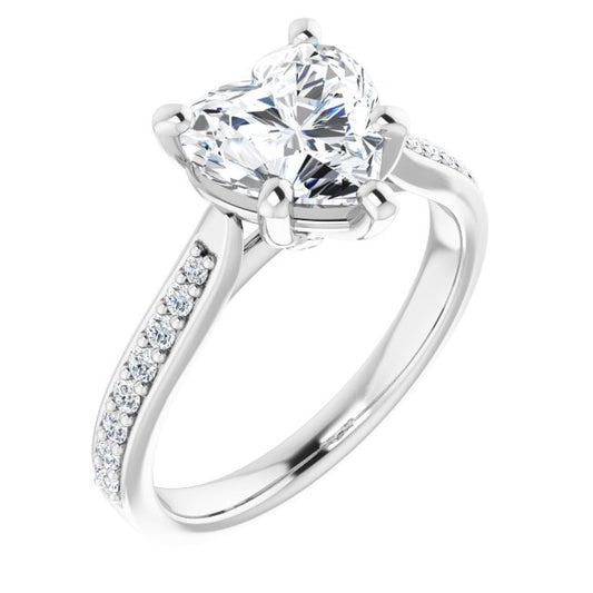 18K White Engagement Ring Mounting