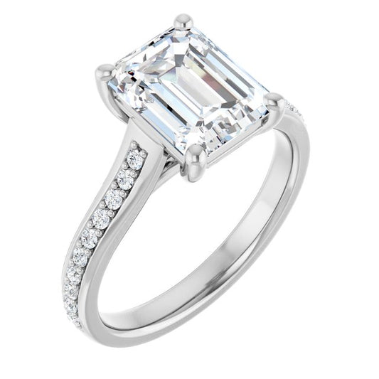 18K White Engagement Ring Mounting