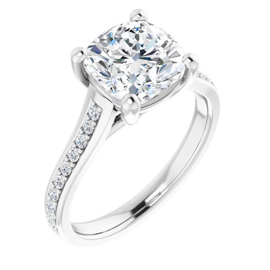 18K White Engagement Ring Mounting