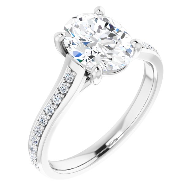 18K White Engagement Ring Mounting