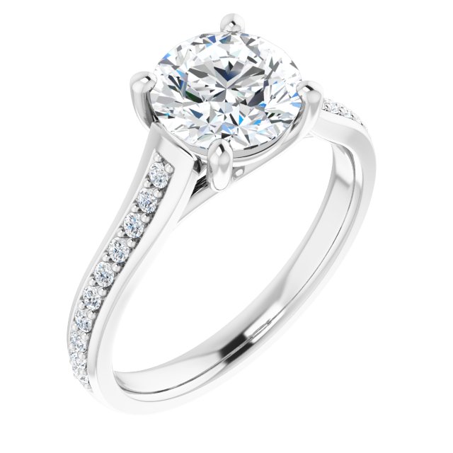 18K White Engagement Ring Mounting
