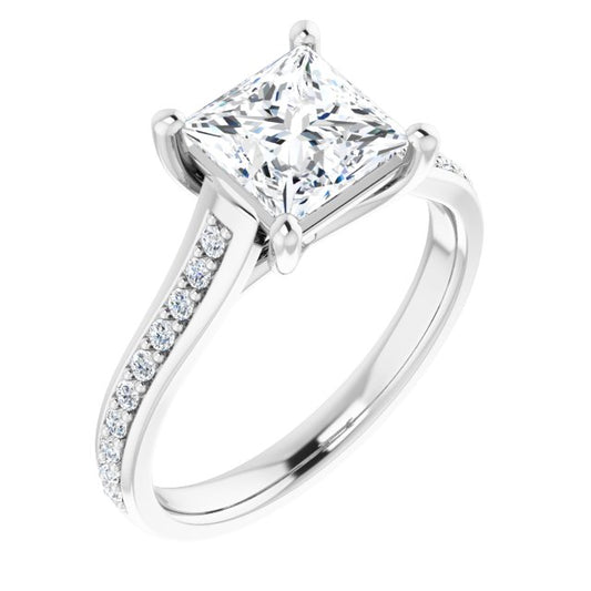 18K White Engagement Ring Mounting