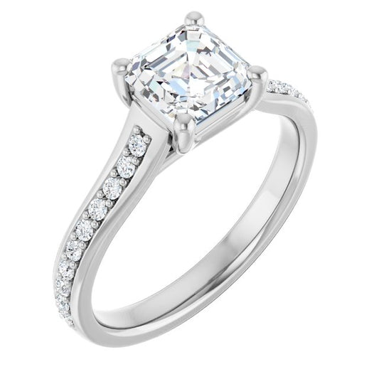 18K White Engagement Ring Mounting