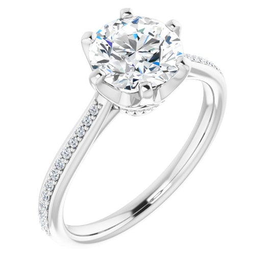 18K White Engagement Ring Mounting