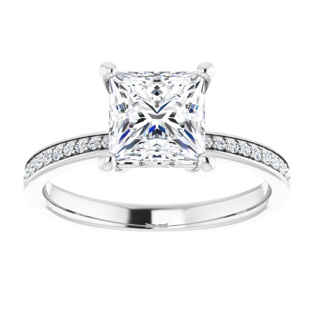 18K White Engagement Ring Mounting