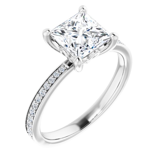 18K White Engagement Ring Mounting