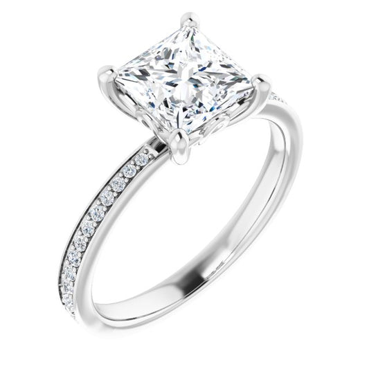 18K White Engagement Ring Mounting