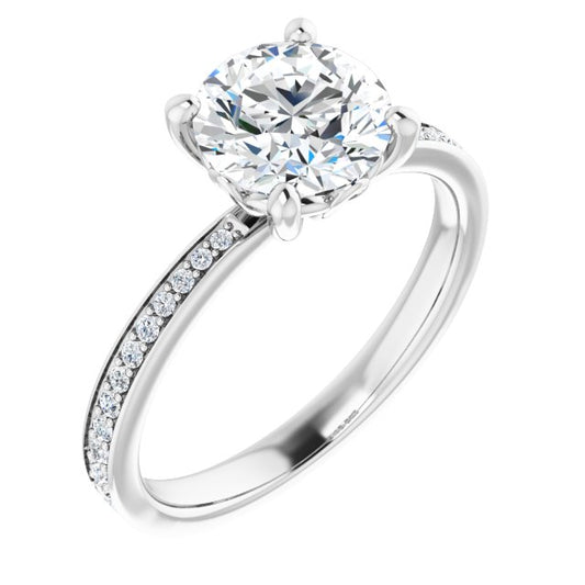 18K White Engagement Ring Mounting