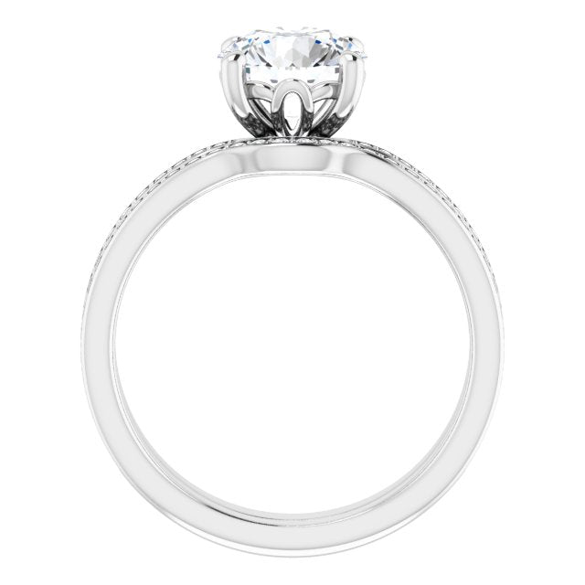 18K White Engagement Ring Mounting