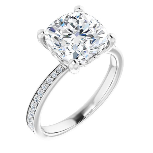 18K White Engagement Ring Mounting