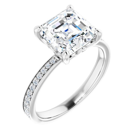 18K White Engagement Ring Mounting