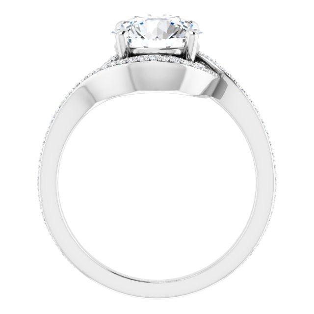 18K White Bypass Halo-Style Engagement Ring Mounting