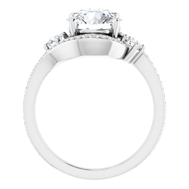 18K White Bypass Halo-Style Engagement Ring Mounting
