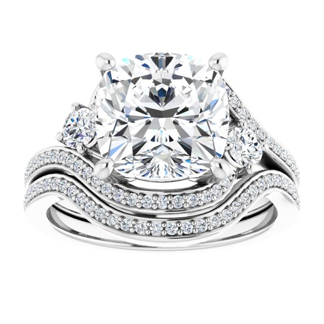 18K White Bypass Halo-Style Engagement Ring Mounting