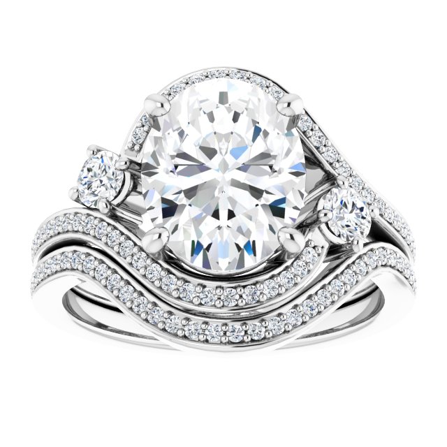 18K White Bypass Halo-Style Engagement Ring Mounting