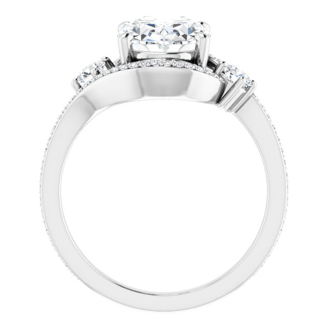 18K White Bypass Halo-Style Engagement Ring Mounting