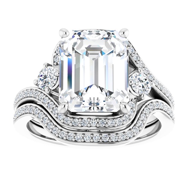 18K White Bypass Halo-Style Engagement Ring Mounting