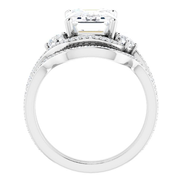18K White Bypass Halo-Style Engagement Ring Mounting