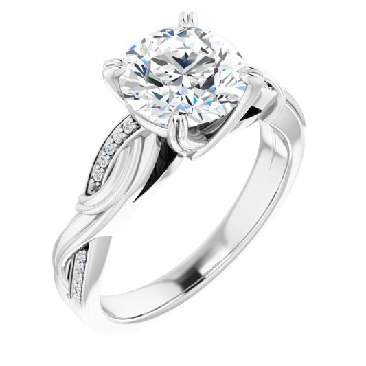 18K White Engagement Ring Mounting