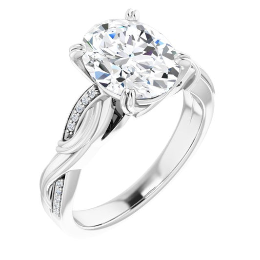 18K White Engagement Ring Mounting