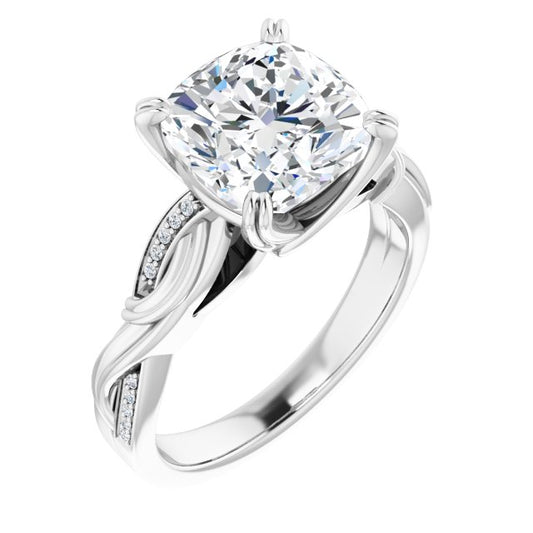 18K White Engagement Ring Mounting