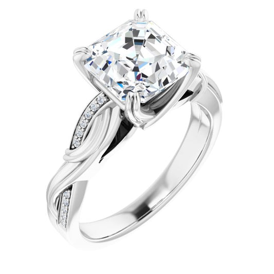 18K White Engagement Ring Mounting