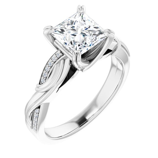 18K White Engagement Ring Mounting