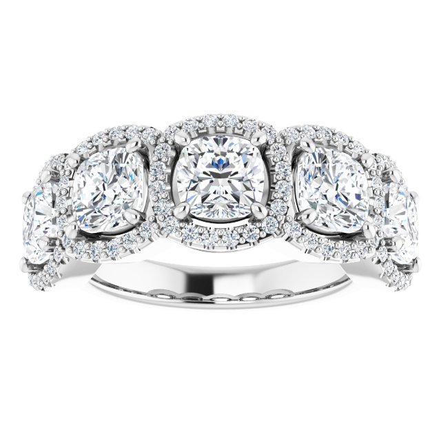 18K White 5-Stone Halo-Style Anniversary Band Mounting