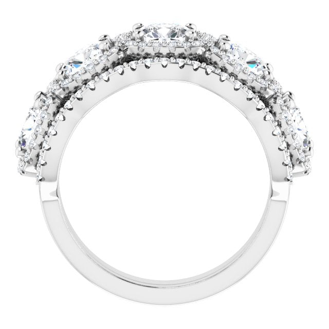 18K White 5-Stone Halo-Style Anniversary Band Mounting