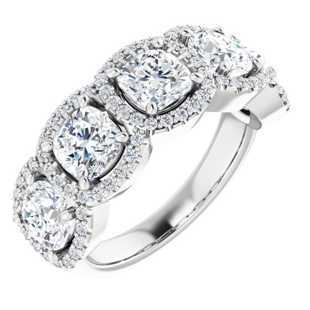 18K White 5-Stone Halo-Style Anniversary Band Mounting