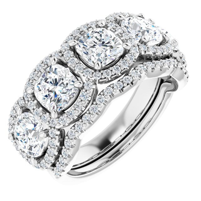 18K White 5-Stone Halo-Style Anniversary Band Mounting