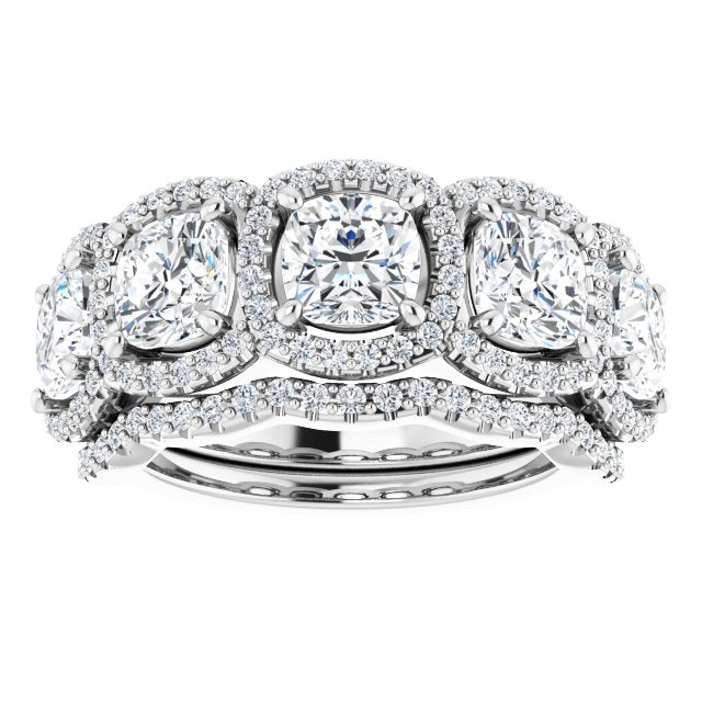 18K White 5-Stone Halo-Style Anniversary Band Mounting