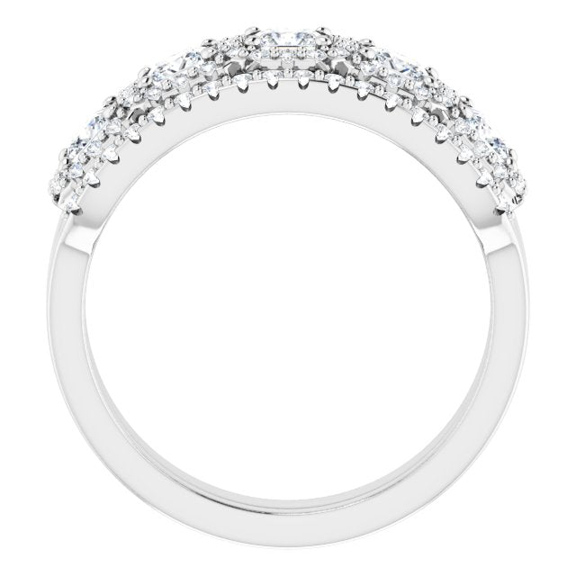 18K White 5-Stone Halo-Style Anniversary Band Mounting