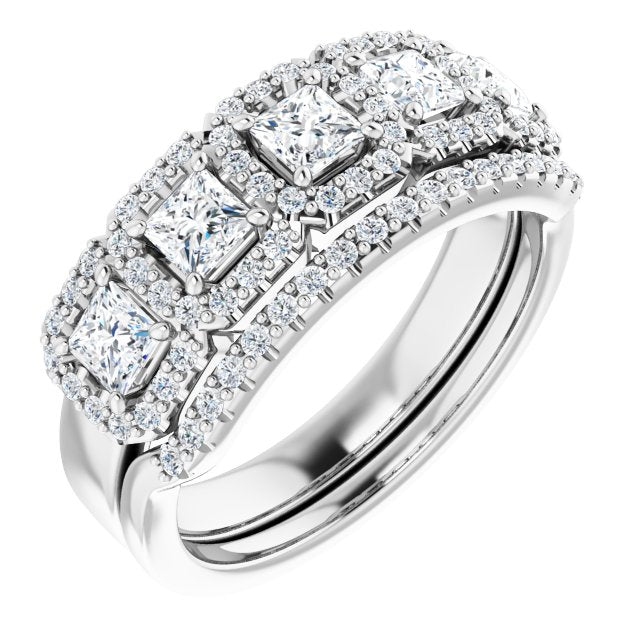 18K White 5-Stone Halo-Style Anniversary Band Mounting