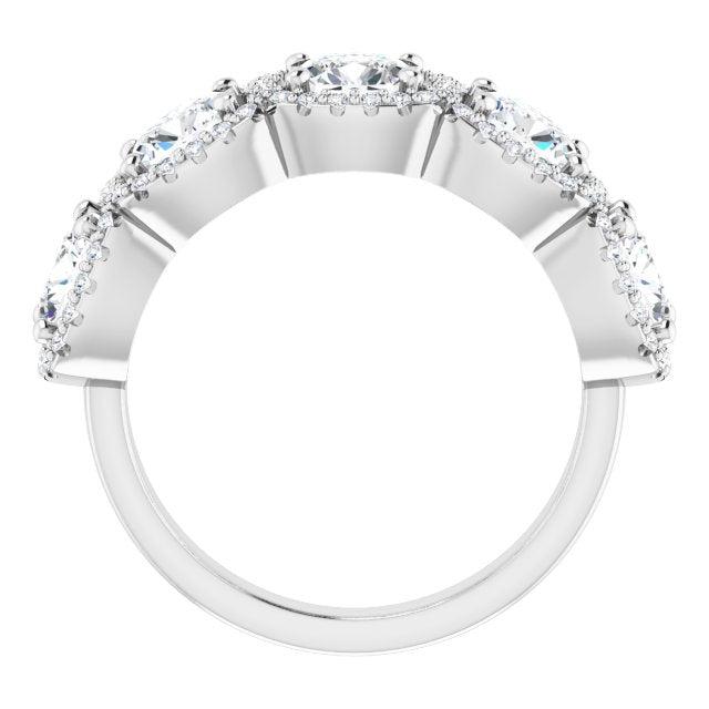 18K White 5-Stone Halo-Style Anniversary Band Mounting
