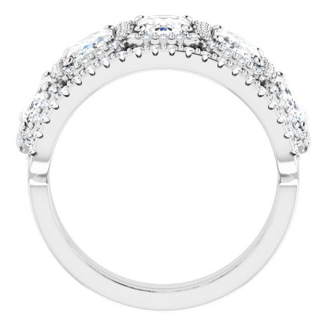 18K White 5-Stone Halo-Style Anniversary Band Mounting